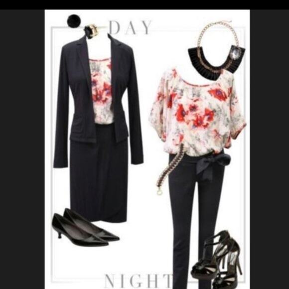 CAbi # 399 100% Silk Gypsy White Dolman Red Floral Blouse Small - Picture 7 of 7